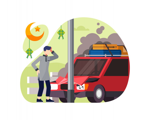 um-homem-dirige-um-carro-e-bate-em-um-poste-quando-ele-quer-ir-no-feriado-do-ramada_152995-44