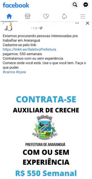 CIRCULA NOTÍCIAS FALSAS NAS MÍDIAS SOCIAIS QUE PREFEITURA ESTÁ CONTRATANDO  AUXILIAR DE CRECHE. É FAKE NEWS! – Prefeitura Municipal de Iacanga