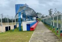 Ventos fortes causam prejuízos na cobertura da arquibancada do Estádio Domingos da Silva